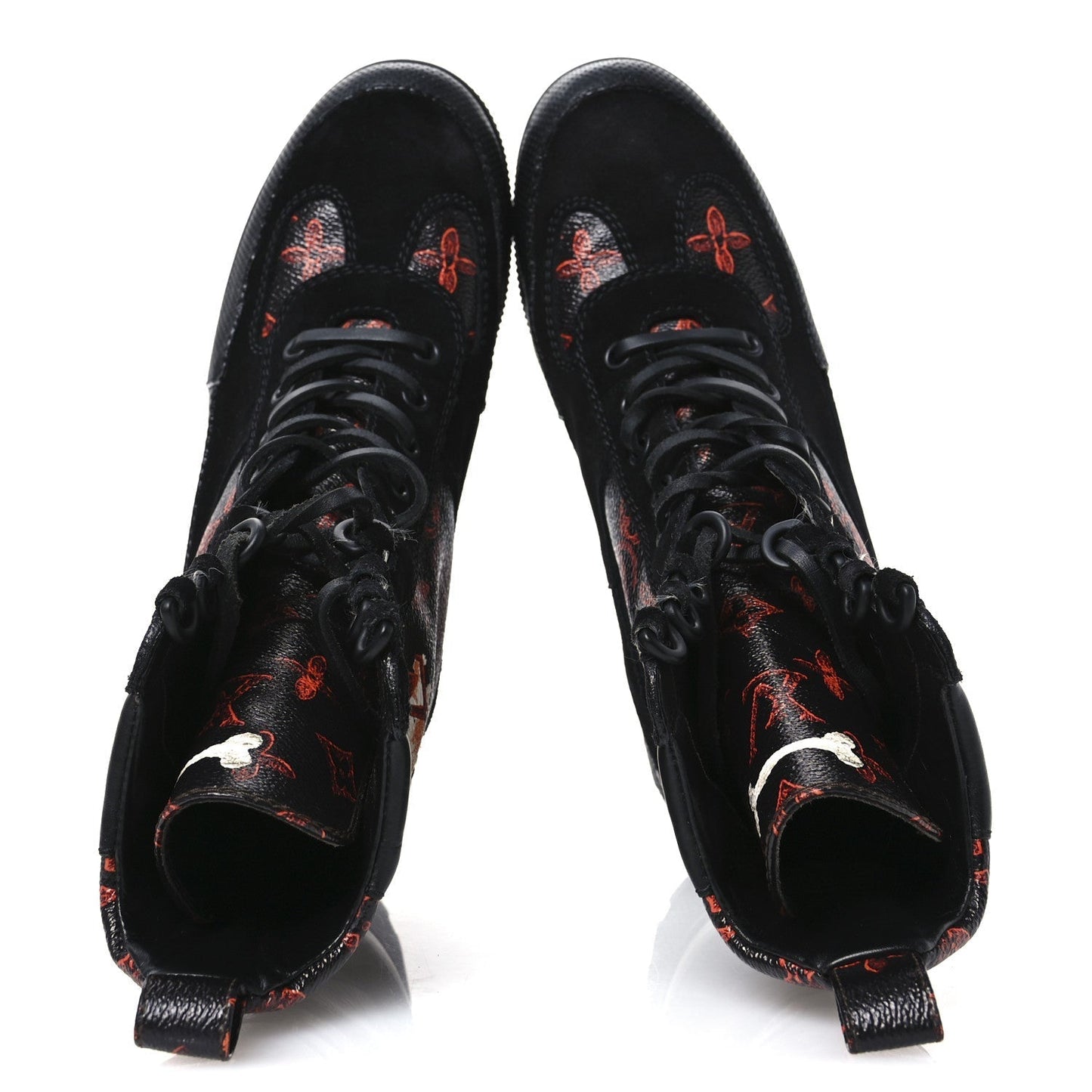 Louis Vuitton Suede Calfskin Catogram Laureate Platform Desert Boots Black Marron