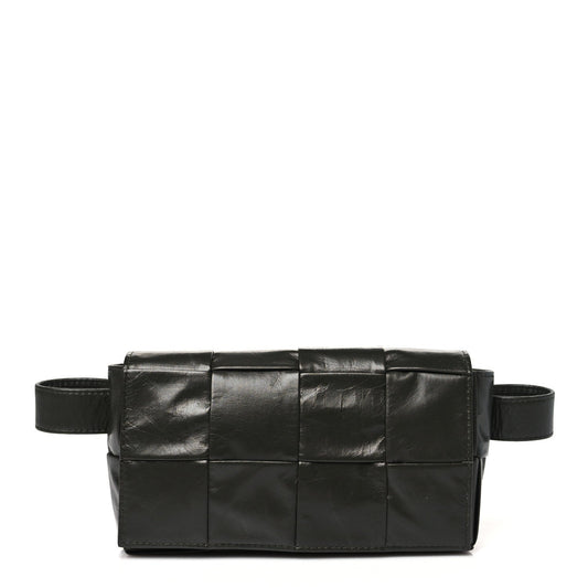Bottega Veneta Paper Calfskin Intrecciato Cassette Belt Bag Raintree