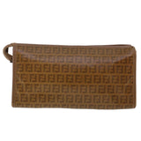 FENDI Zucchino Canvas Clutch Bag Brown Auth ep1106