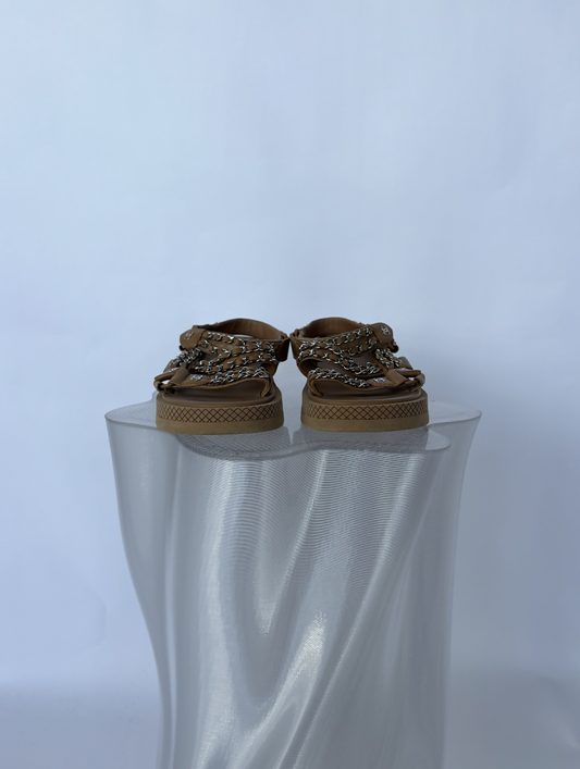 Beige Chanel Dad Chain Sandals - FULL SET