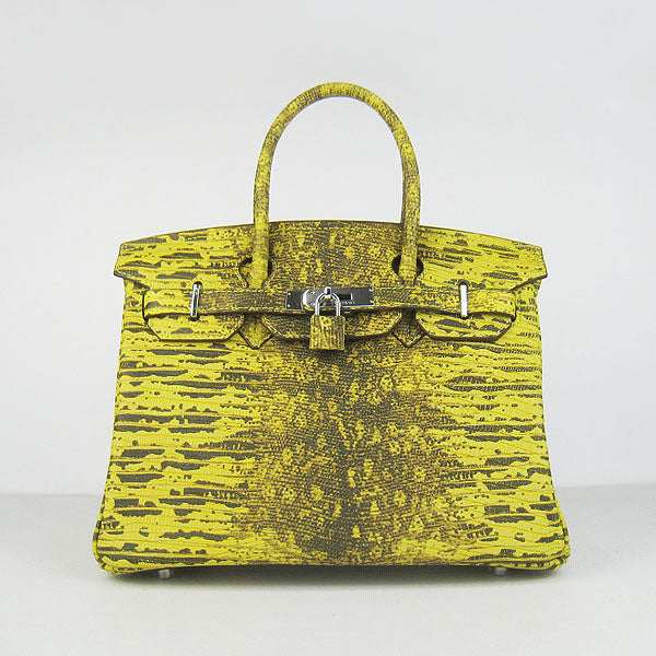 Luxury Hermes Birkin 6088 Ladies Lizard Leather Yellow Bag
