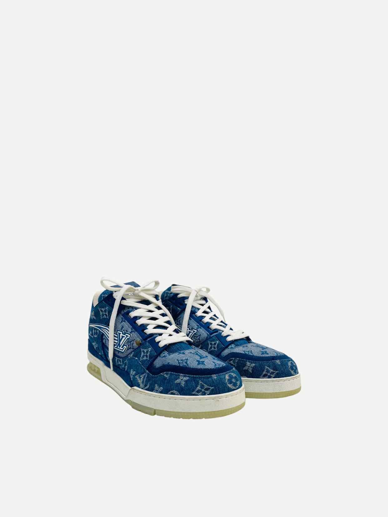 LOUIS VUITTON Blue Monogram Size EU 43.5 Sneakers