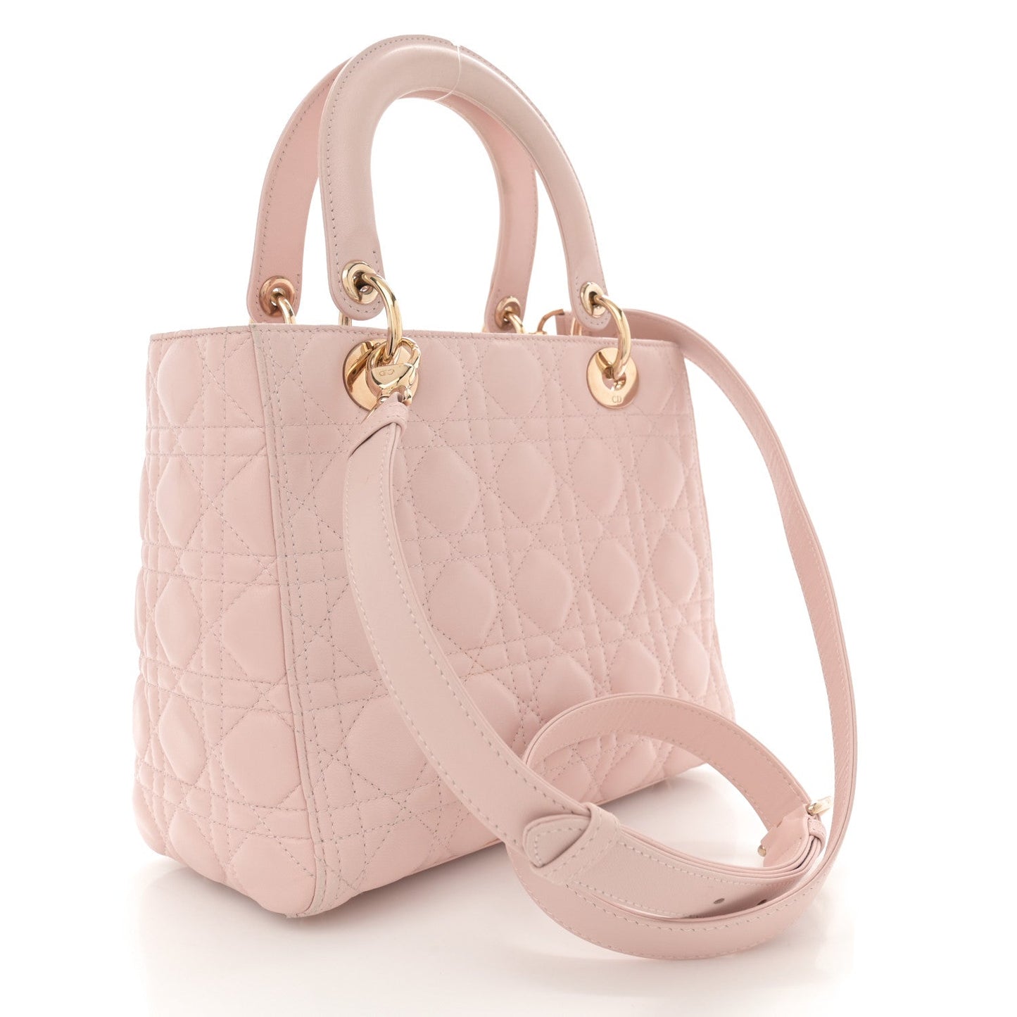Christian Dior Lambskin Cannage Medium Lady Dior Light Pink