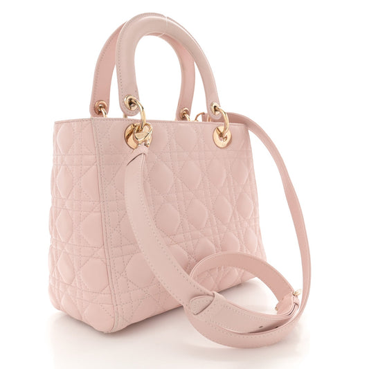 Christian Dior Lambskin Cannage Medium Lady Dior Light Pink