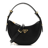 Prada Soft Calfskin Arque Shoulder Bag Black