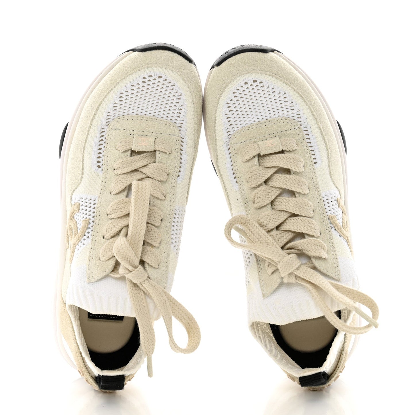 Amelia Mesh Suede Fabric Womens CC Sneakers 36 White Ivory Light Beige