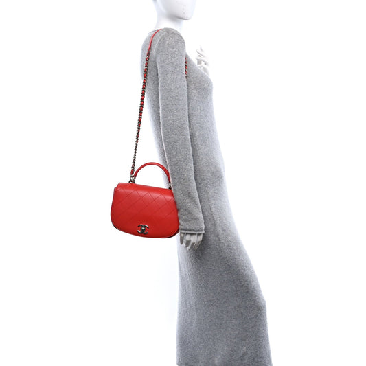 Amelia Calfskin Stitched Small Ring My Bag Flap Crossbody Red