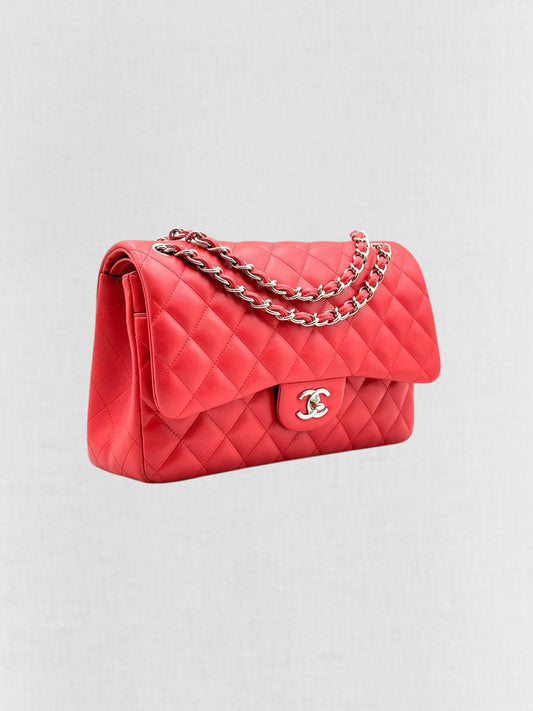 CHANEL Classic Double Flap Red Quilted Shoulder Bag