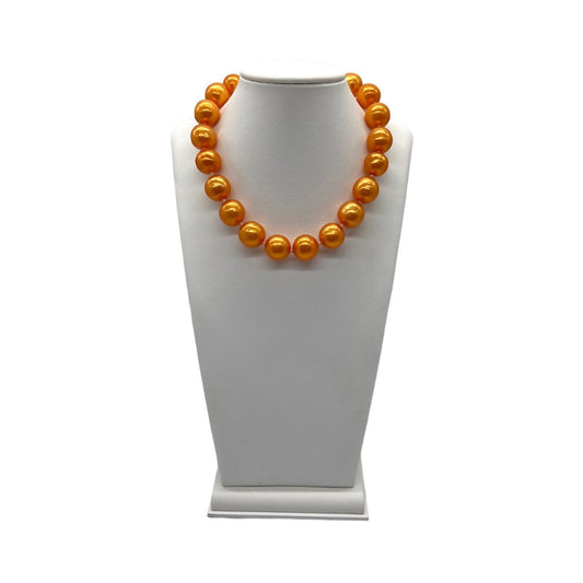 Chanel  Orange Synthetic Pearl Necklace