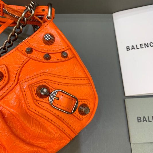 BLN-Ciaga Le Cagole Mini Bag With Chain In Orange, For Women,  Bags 8.2in/21cm