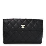 Amelia Lambskin Quilted Clutch Black
