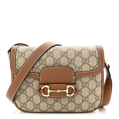 Amelia GG Supreme Monogram Horsebit 1955 Soft Small Shoulder Bag Beige Brown
