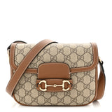 Amelia GG Supreme Monogram Horsebit 1955 Soft Small Shoulder Bag Beige Brown