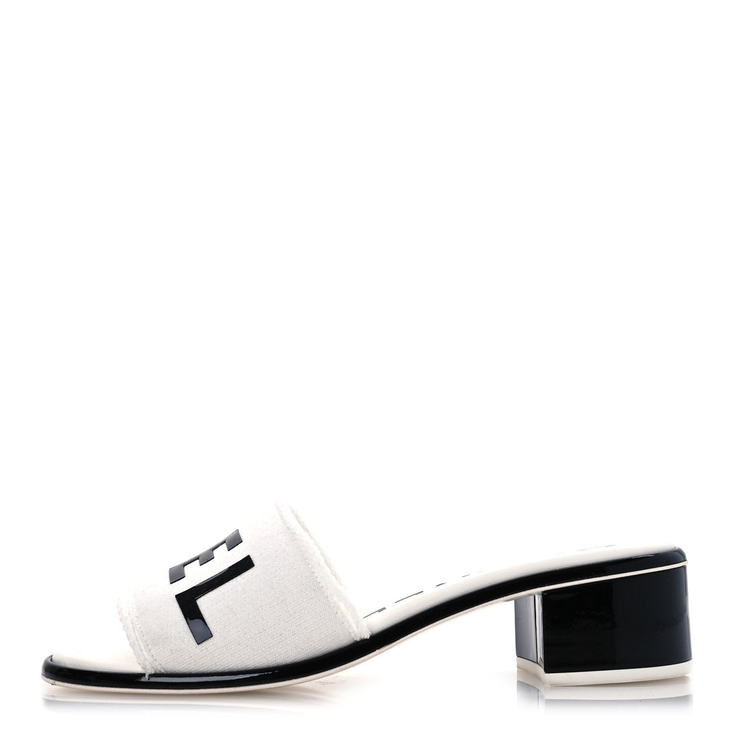 Amelia Cotton Logo Mule Sandals 39 White Black