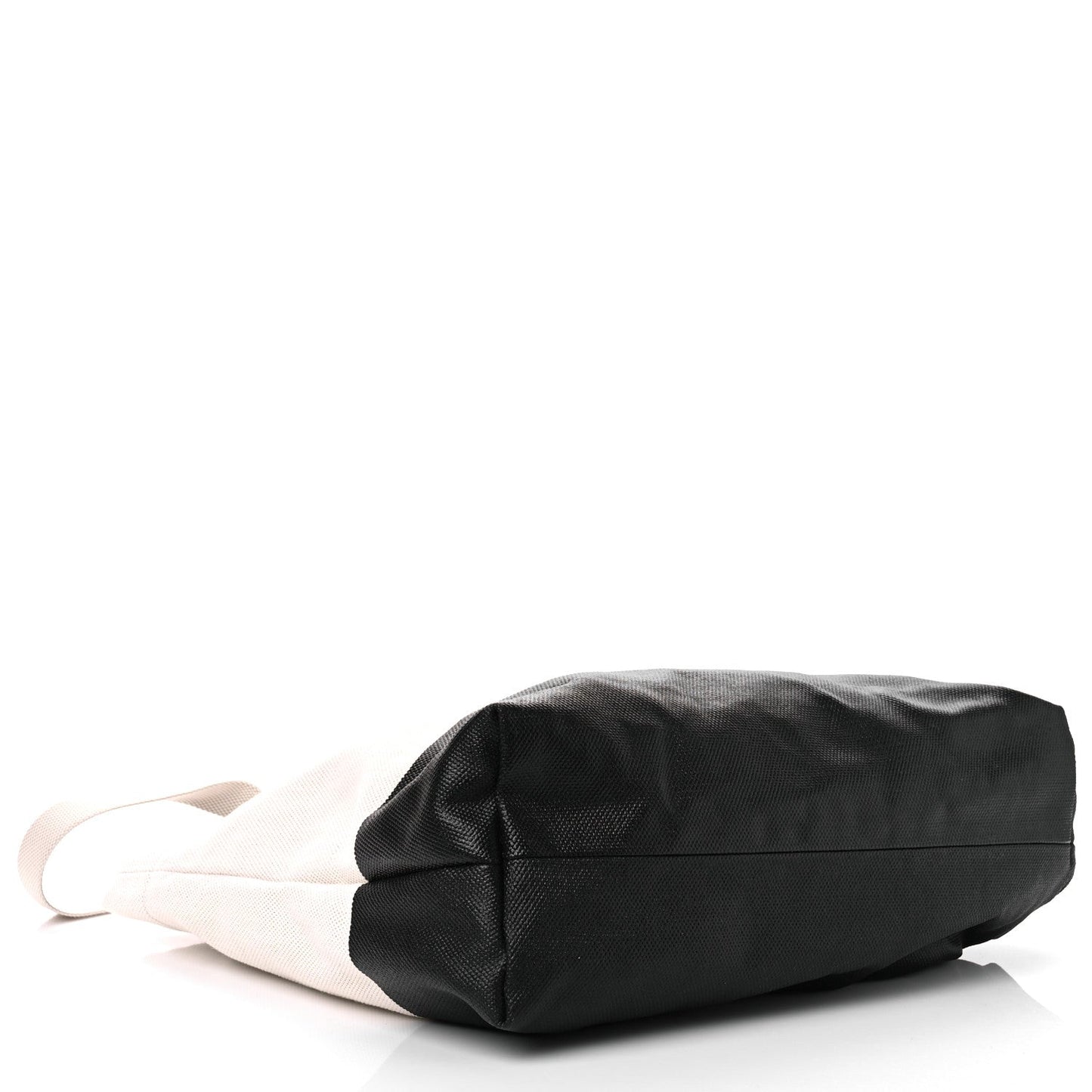 Amelia Canvas Logo Embossed Black Tote Beige