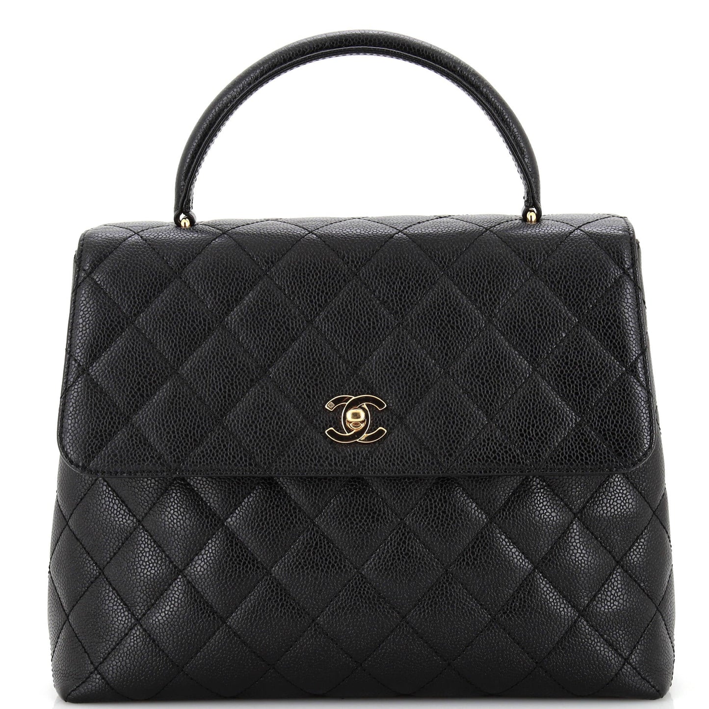 CHANEL   Classic Top Handle Flap Bag Quilted Caviar Jumbo
