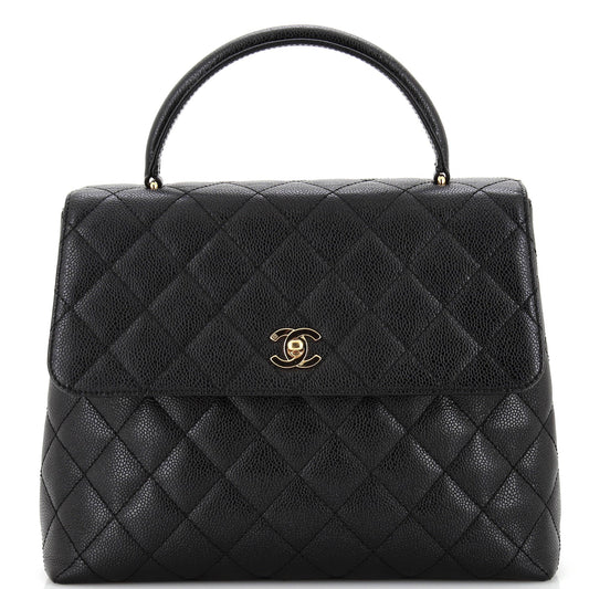 CHANEL   Classic Top Handle Flap Bag Quilted Caviar Jumbo