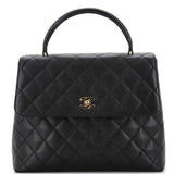 CHANEL   Classic Top Handle Flap Bag Quilted Caviar Jumbo