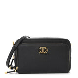 Christian Dior Grained Calfskin Caro Double Pouch Black
