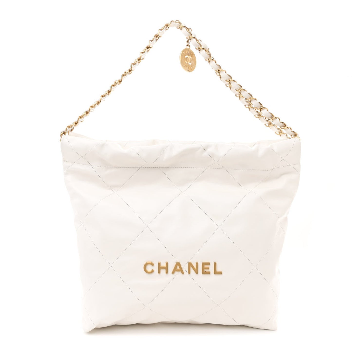 Amelia Shiny Calfskin Quilted Small 22 White
