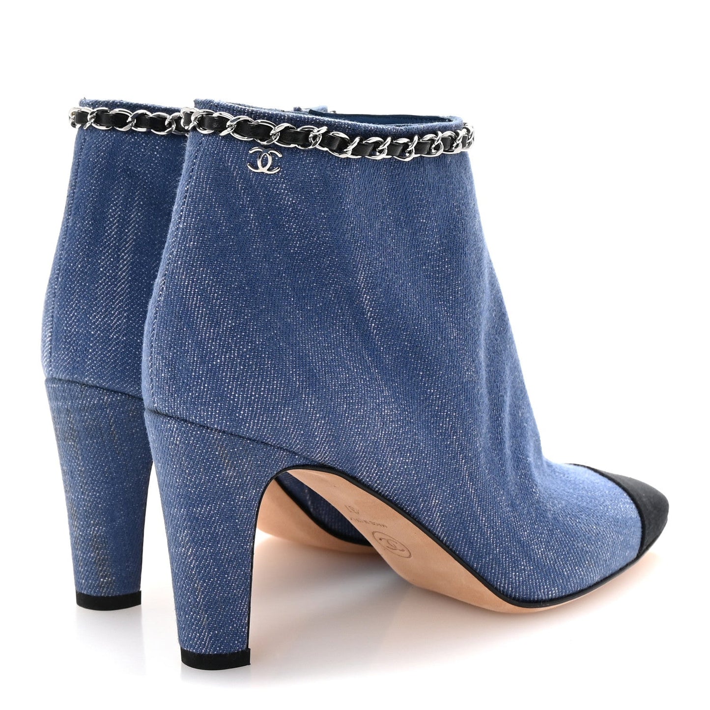 Amelia Denim Grosgrain Cap Toe Short Boots 37 Blue