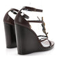 Saint Laurent Calfskin Cassandra 105 Wedges 40 Moro