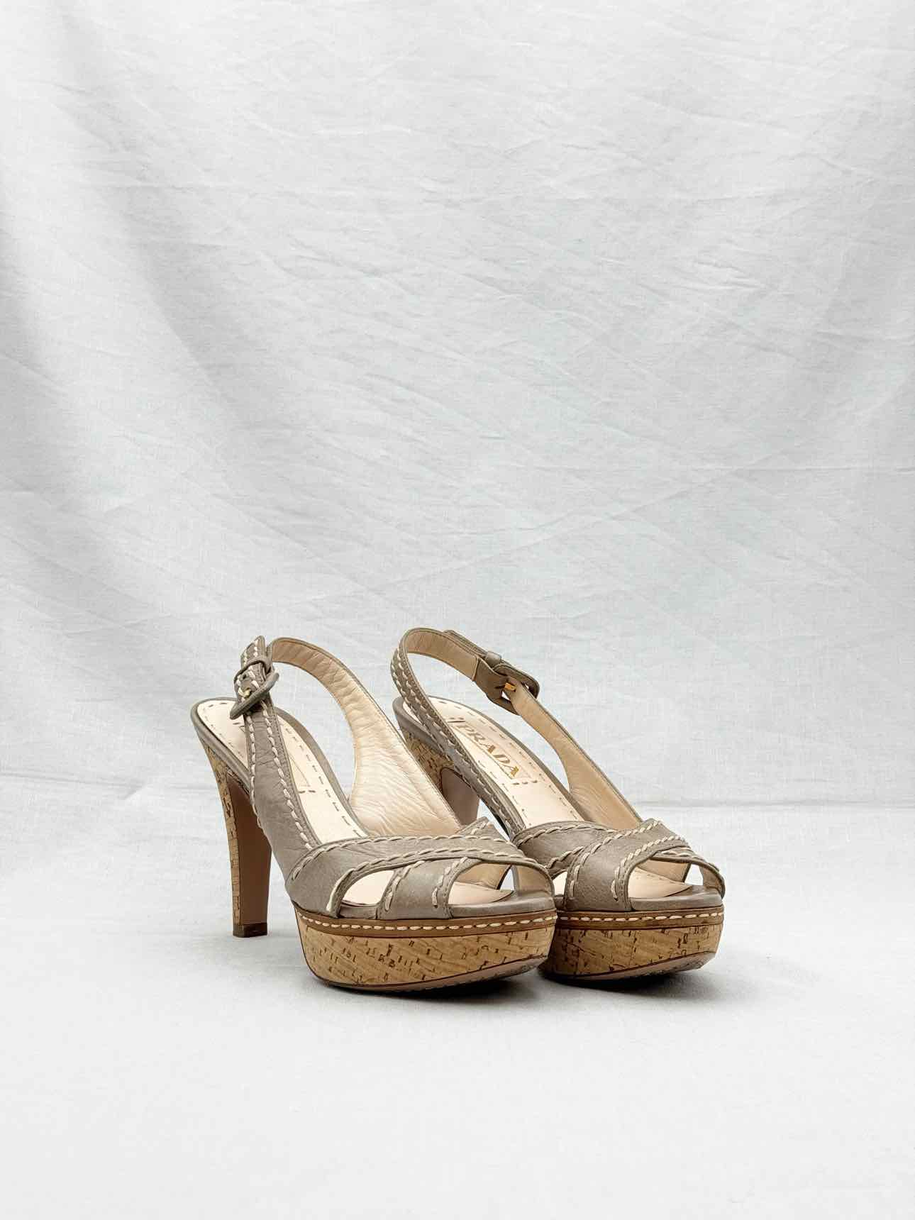 PRADA Grey Size EU 36.5 Heeled Sandals