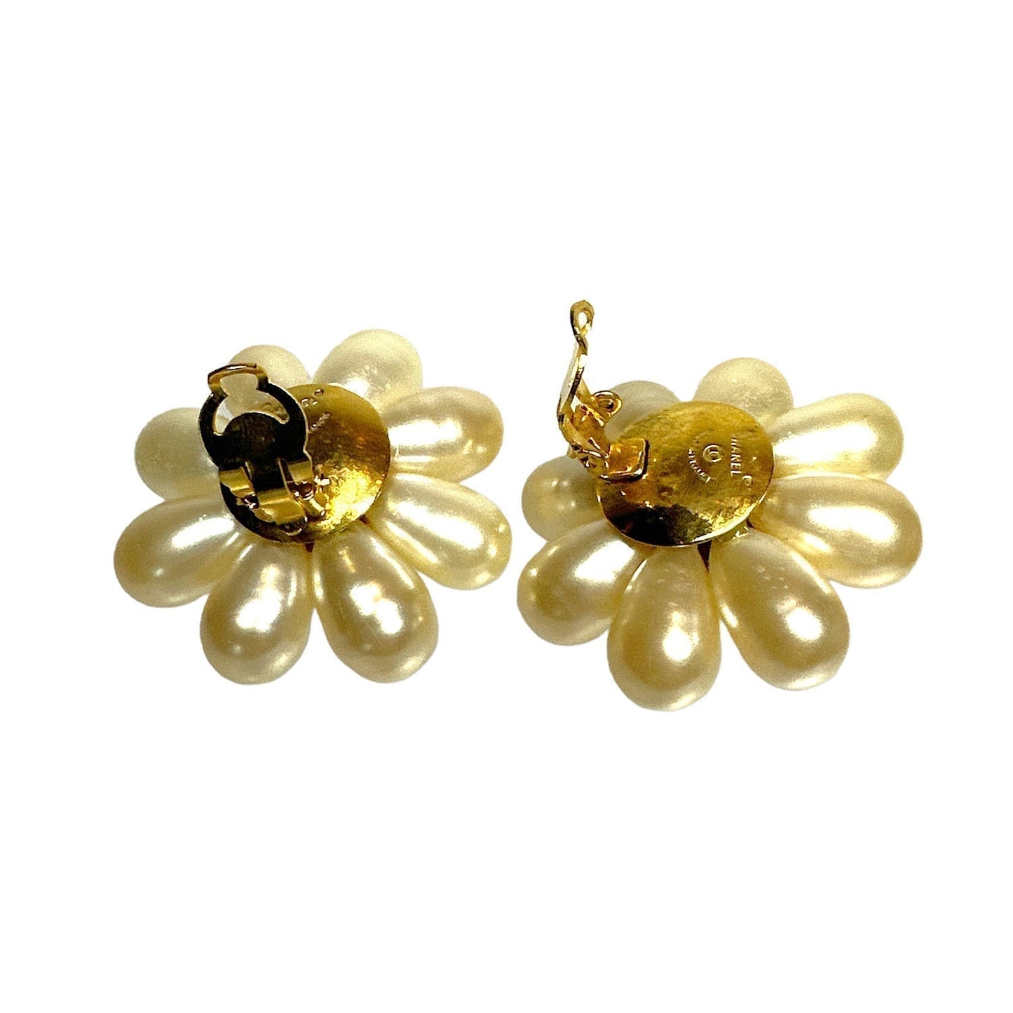 Chanel bag Faux Pearl Flower Earrings