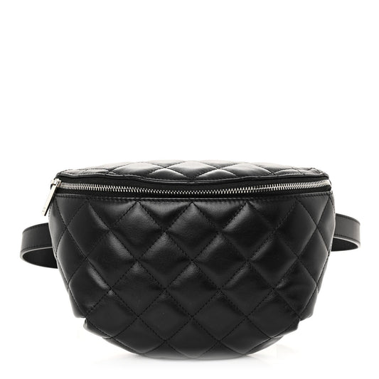 Amelia Calfskin Quilted Waist Belt Bag Black