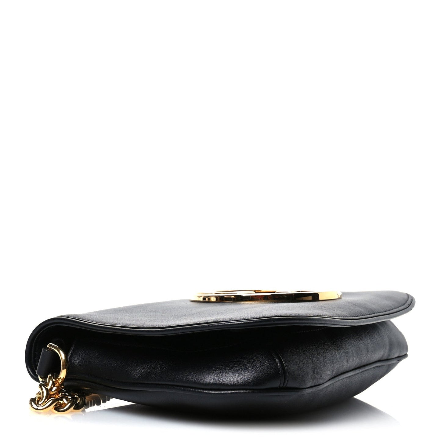 Amelia Roxy Calfskin Blondie Chain Shoulder Flap Bag Black