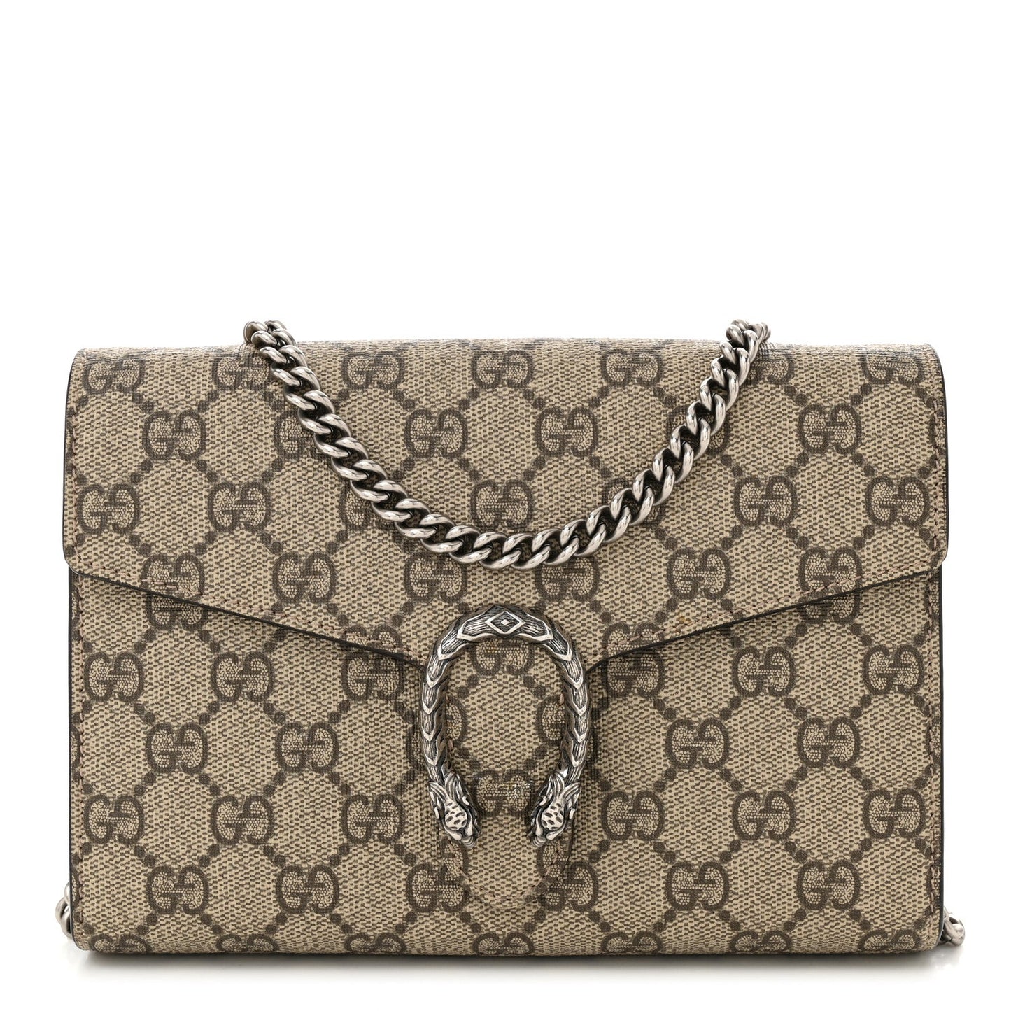Amelia GG Supreme Monogram Mini Dionysus Chain Wallet Beige Taupe