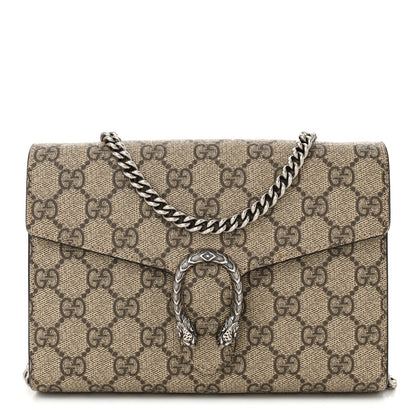 Amelia GG Supreme Monogram Mini Dionysus Chain Wallet Beige Taupe