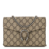 Amelia GG Supreme Monogram Mini Dionysus Chain Wallet Beige Taupe