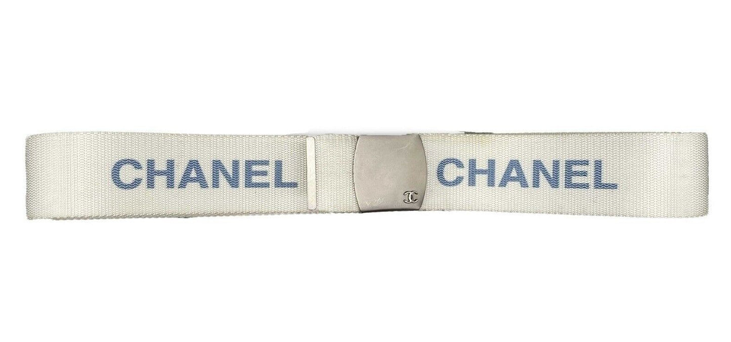 CHANEL -   99S 1999 Logo Adjustable Nylon Web - White - XS/S - Belt