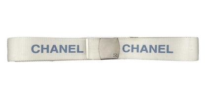 CHANEL -   99S 1999 Logo Adjustable Nylon Web - White - XS/S - Belt