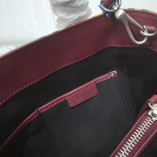 B-Berry - BB  House Check Derby Medium Banner Purse Tote Purple For Women, Women’s Bags 14in/35cm
