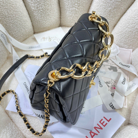 CHL - Large Flap Bag Gold Hardware Black For Women Handbags, Shoulder Bags 9.1in/23AmeliaAS3367