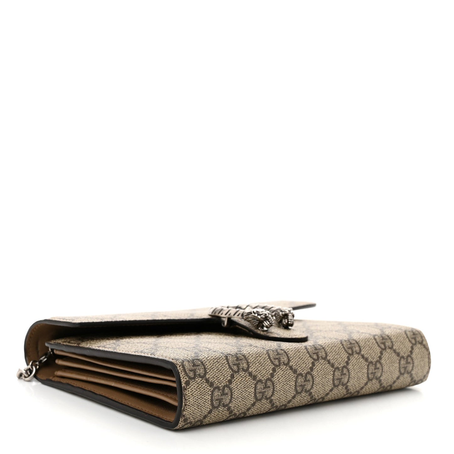 Amelia GG Supreme Monogram Mini Dionysus Chain Wallet Beige Taupe