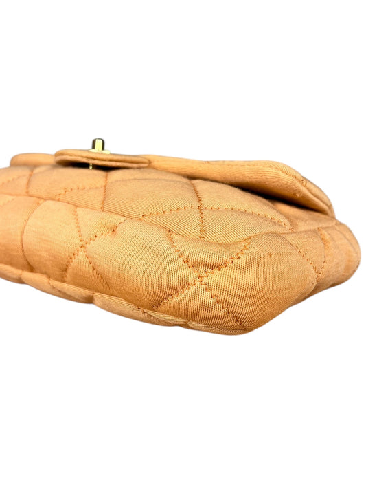 Chanel CC Flap Bag Peach Jersey Quilt