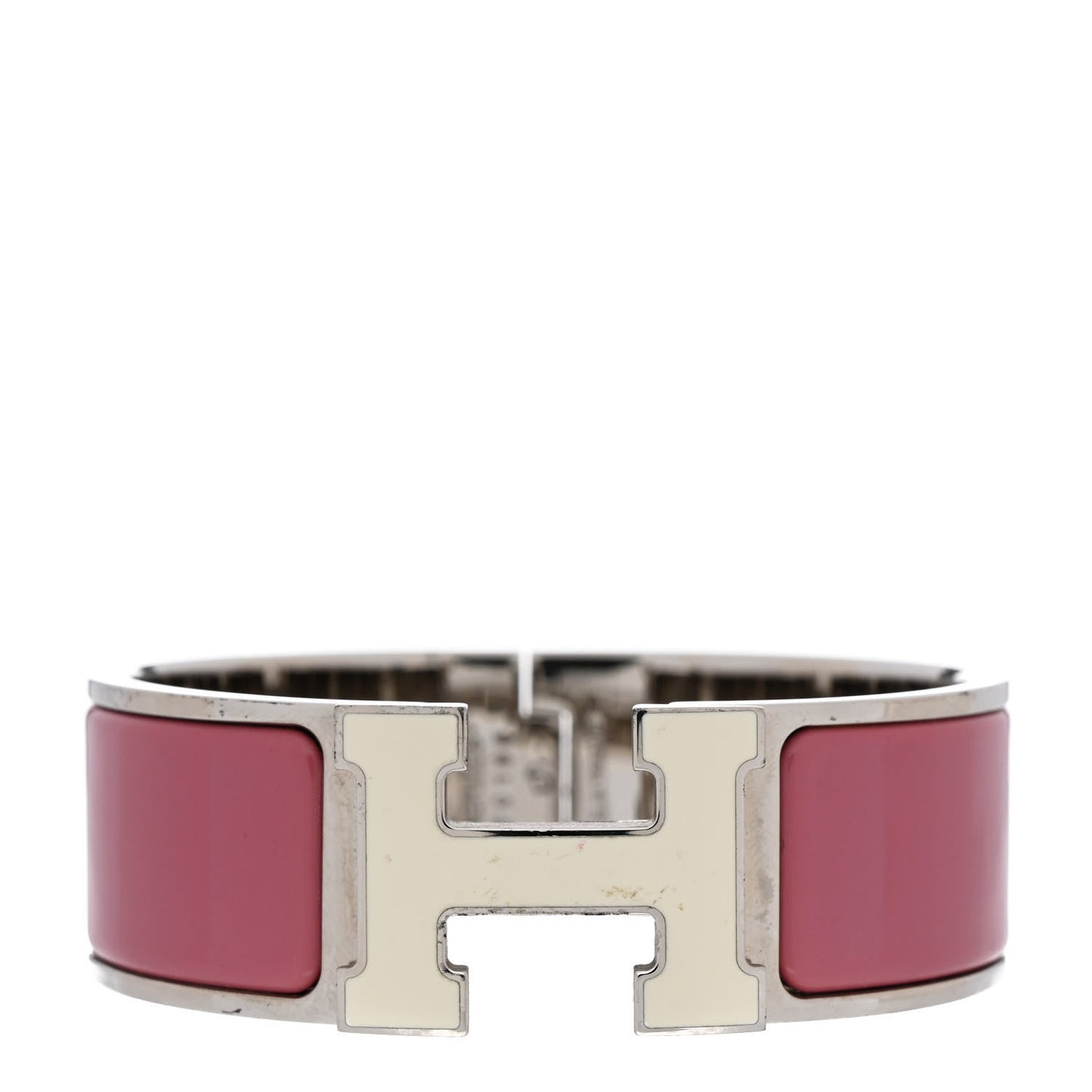 Amelia Enamel Wide Clic Clac H Bracelet PM Vieux Rose White