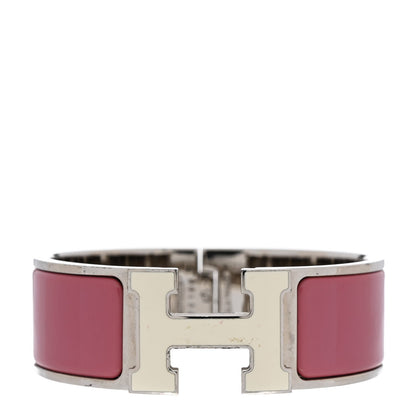 Amelia Enamel Wide Clic Clac H Bracelet PM Vieux Rose White