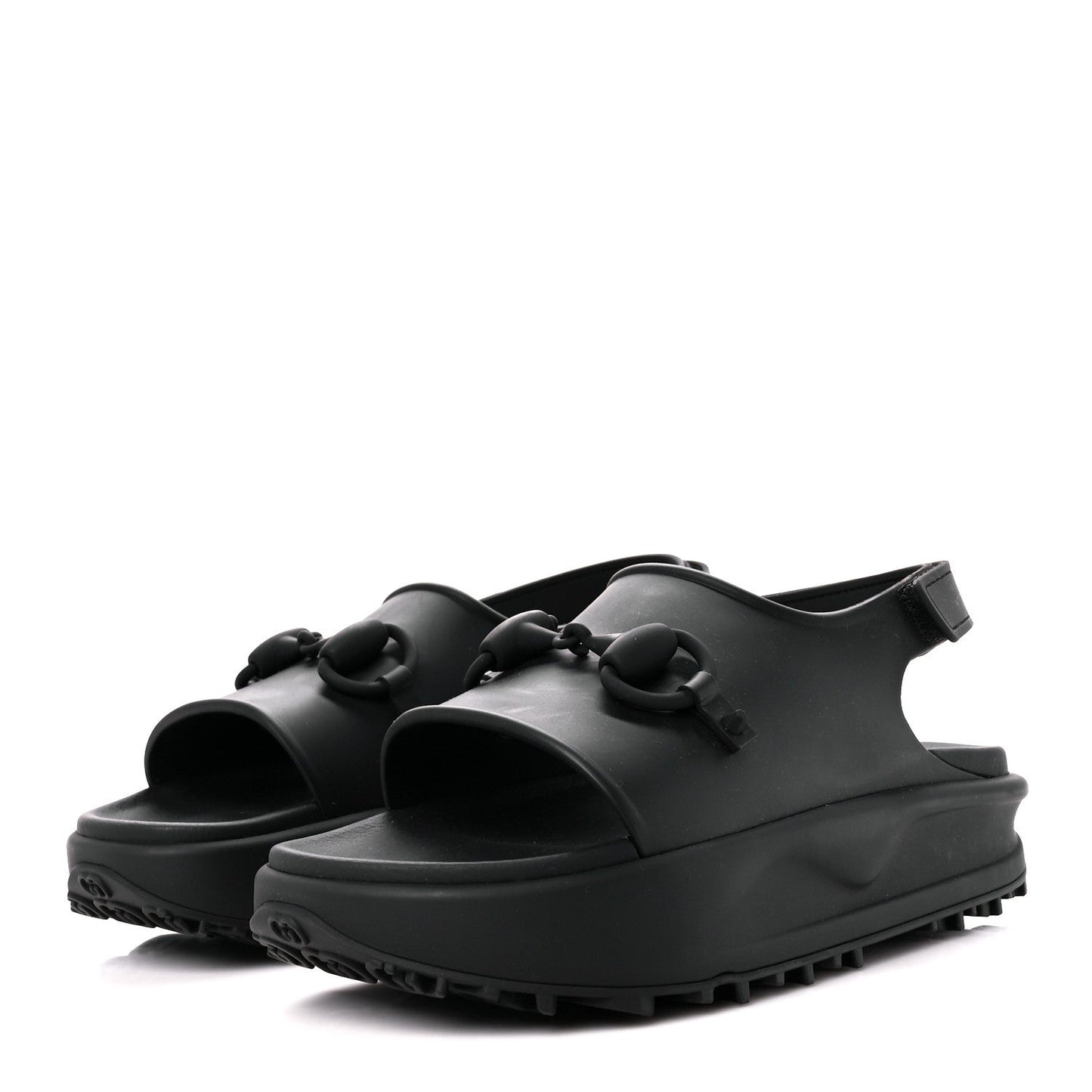 Amelia Soft Rubber Mens Horsebit Platform Slingback Sandals 9 Black