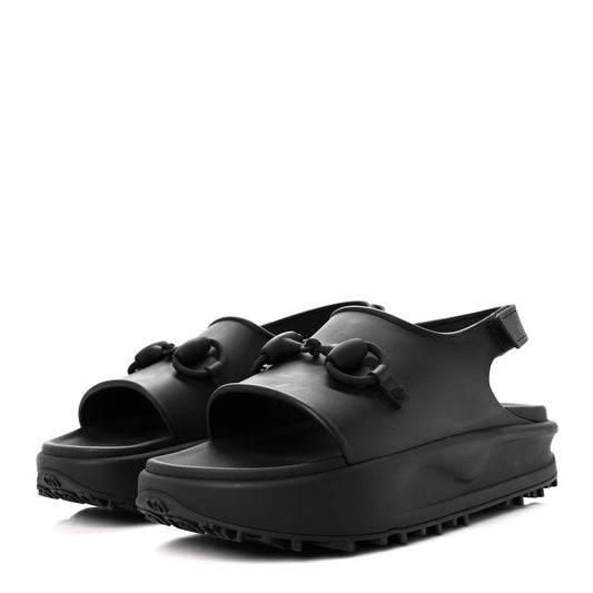 Amelia Soft Rubber Mens Horsebit Platform Slingback Sandals 9 Black