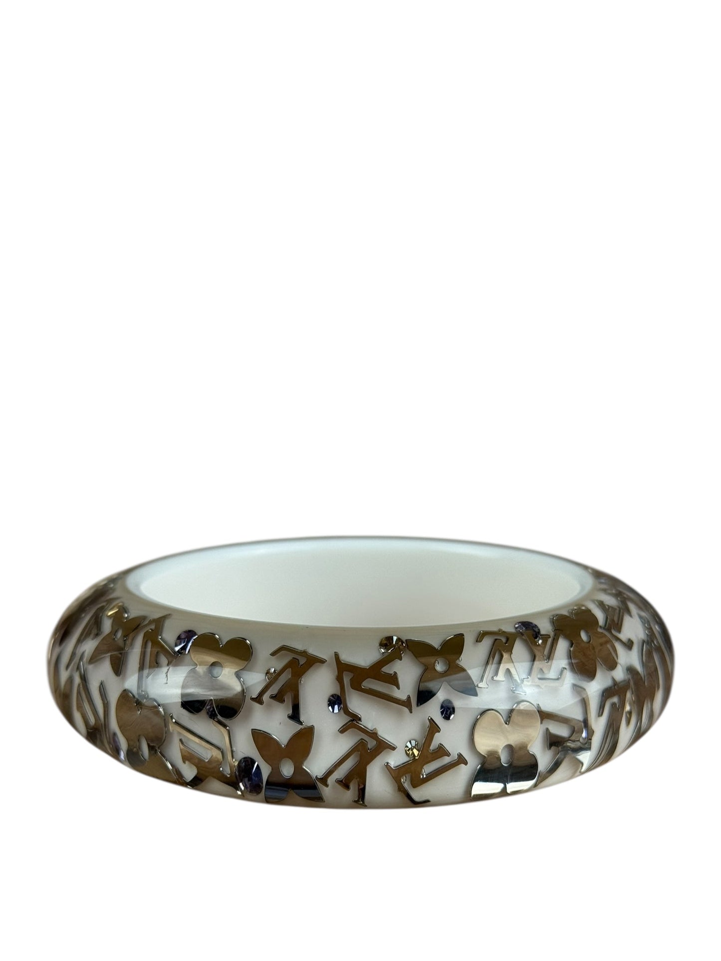 Louis Vuitton Inclusion Bangle Bracelet Silver Resin