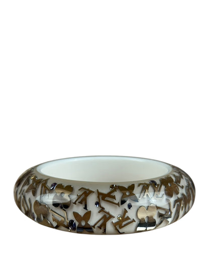 Louis Vuitton Inclusion Bangle Bracelet Silver Resin