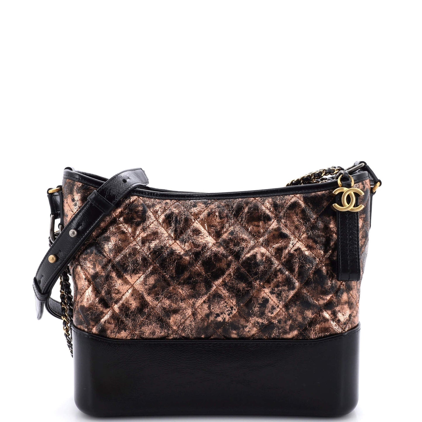 CHANEL Gabrielle Hobo Quilted Metallic Crumpled Goatskin Medium