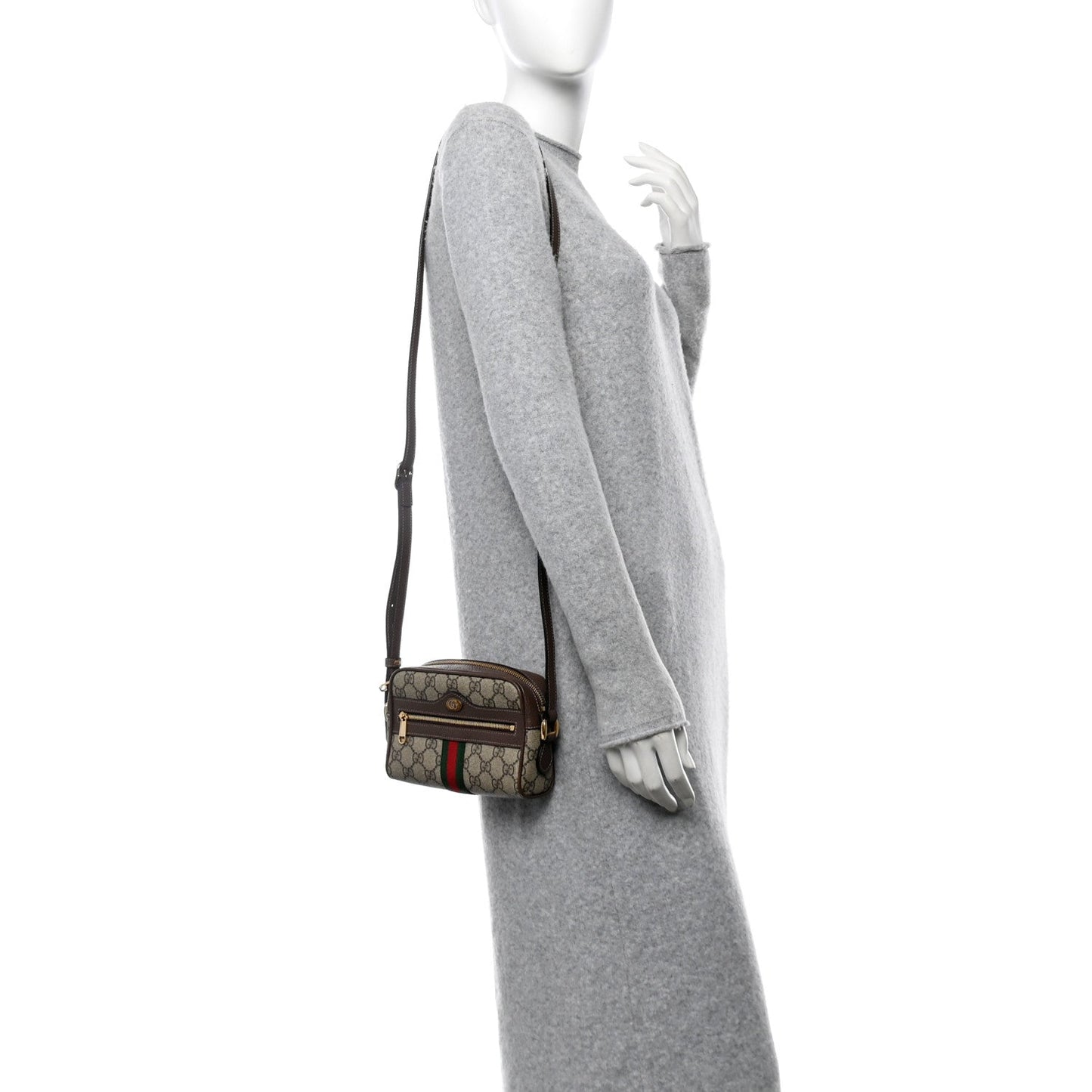 Amelia GG Supreme Monogram Web Mini Ophidia Shoulder Bag Brown