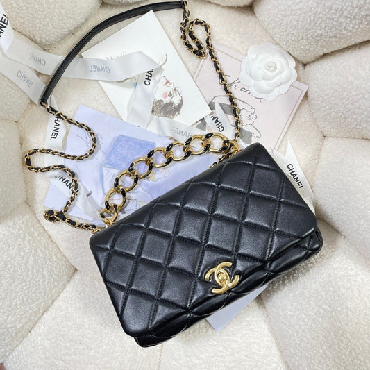CHL - Large Flap Bag Gold Hardware Black For Women Handbags, Shoulder Bags 9.1in/23AmeliaAS3367