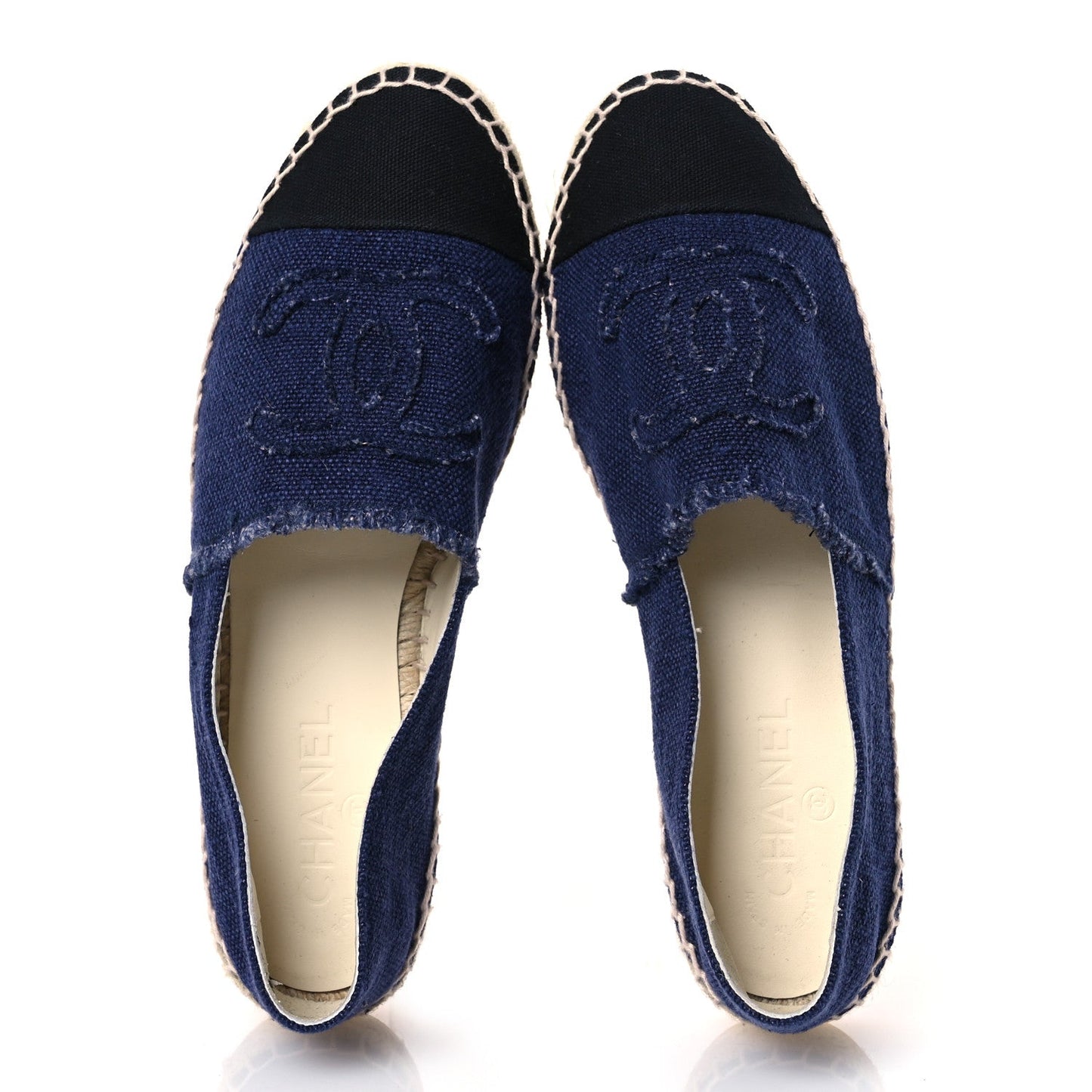Amelia Denim Toile CC Espadrilles 40 Navy Black
