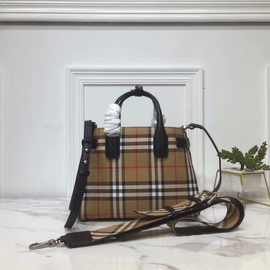 B-Berry - BB  Small Banner Vintage Check And Tote Black For Women, Women’s Bags 10.5in/26cm
